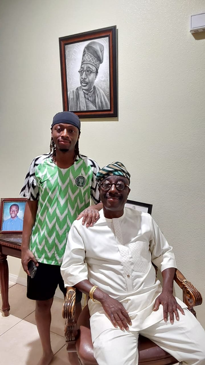 Mr Soji Akanwo and his mini-him, Funminiyi